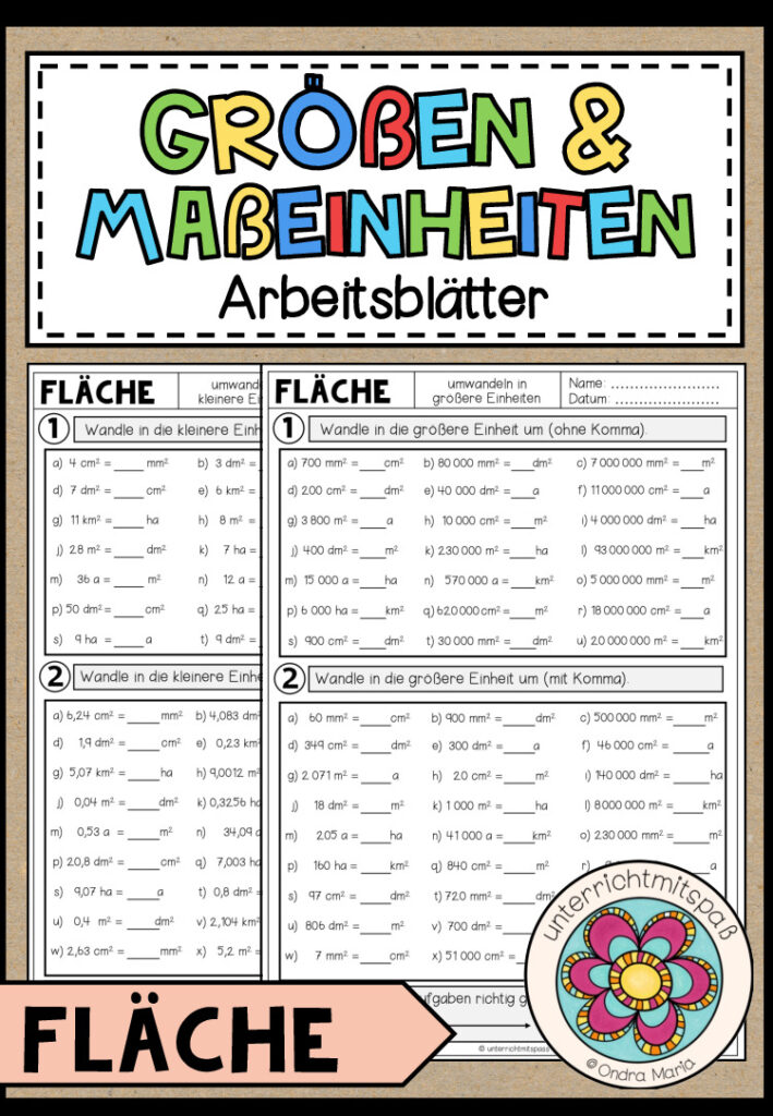 GRÖßEN UND MAßEINHEITEN – Fläche (Arbeitsblätter)
