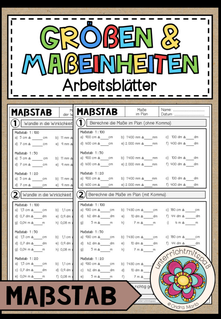 GRÖßEN UND MAßEINHEITEN – Maßstab (Arbeitsblätter)
