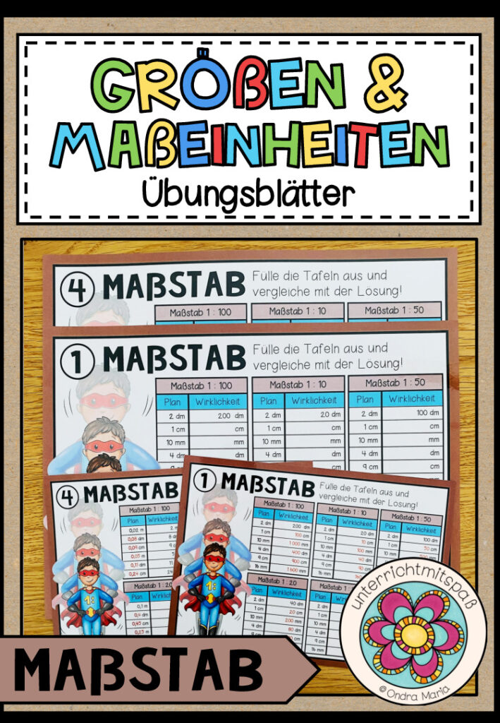 GRÖßEN UND MAßEINHEITEN – Maßstab (Übungsblätter)