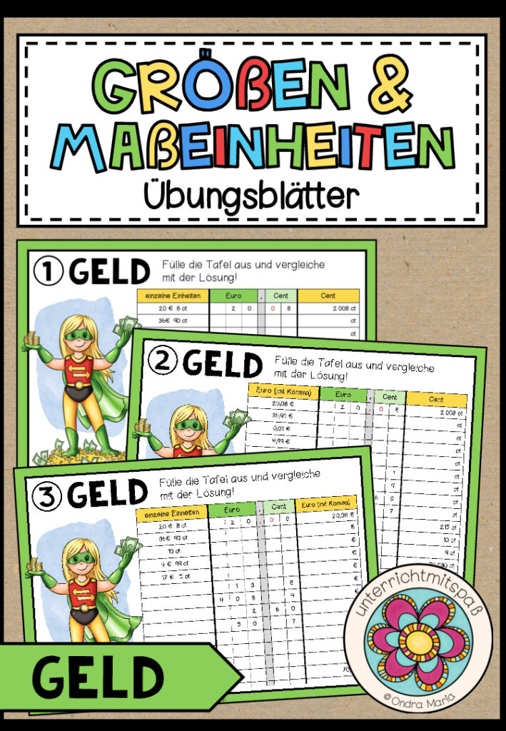 GRÖßEN UND MAßEINHEITEN – Geld (Übungsblätter)