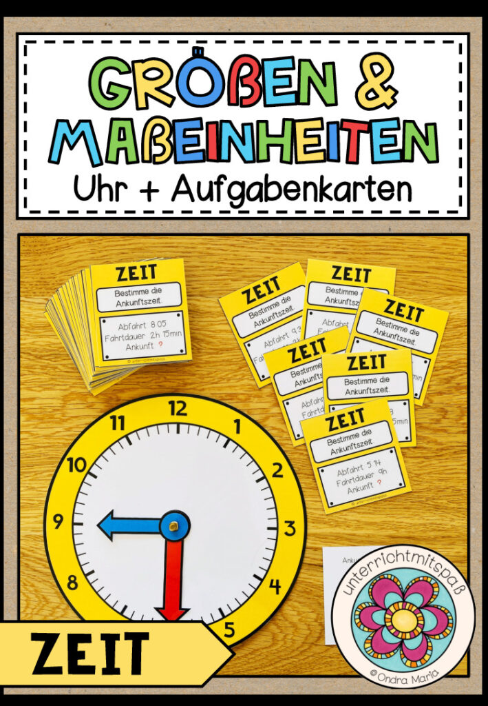 GRÖßEN UND MAßEINHEITEN – Zeit (Uhr + Aufgabenkarten)