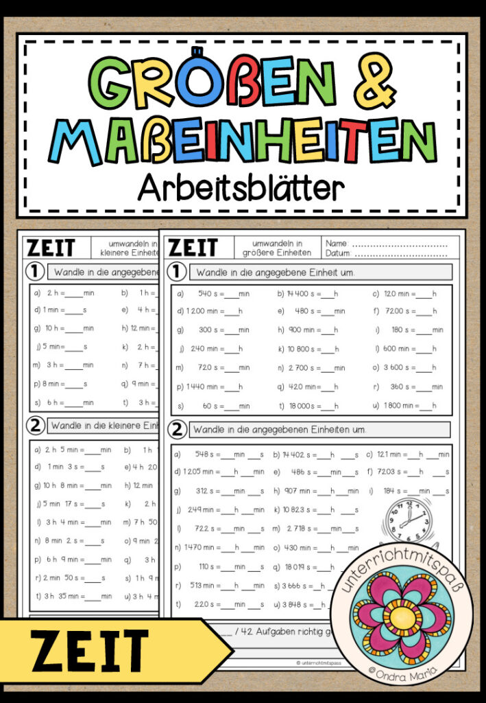 GRÖßEN UND MAßEINHEITEN – Zeit (Arbeitsblätter)