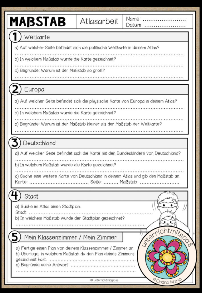 GRÖßEN UND MAßEINHEITEN – Maßstab (Arbeitsblatt)