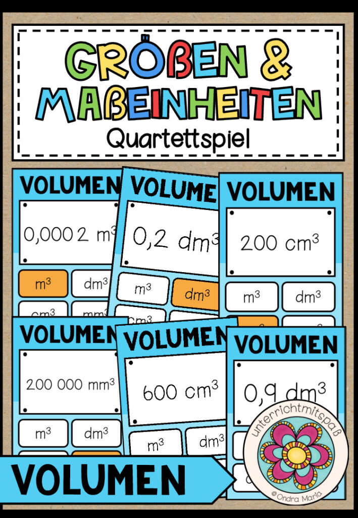 GRÖßEN UND MAßEINHEITEN – Volumen (Quartettspiel)