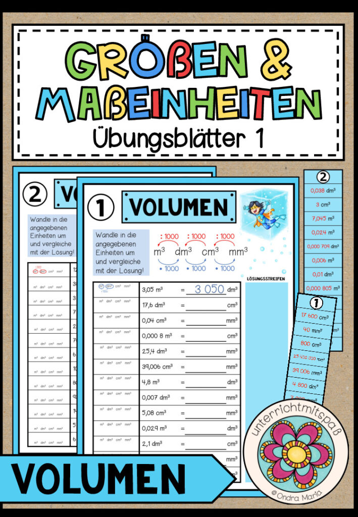 GRÖßEN UND MAßEINHEITEN – Volumen (Übungsblätter 1)