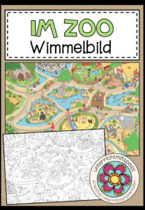 IM ZOO – Wimmelbild + Arbeitsblätter (für alle Sprachen geeignet)