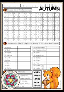 Autumn / Fall words – Worksheet