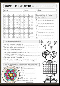 Days of the week – Worksheet