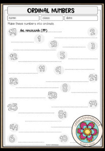 Ordinal numbers – Worksheet