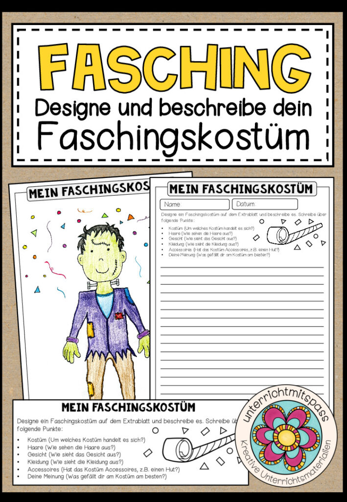 Designe und beschreibe dein Faschingskostüm – kreativer Schreibanlass (FASCHING / KARNEVAL)