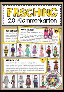 FASCHING / KARNEVAL – Personenbeschreibung (Kostüme) – Klammerkarten