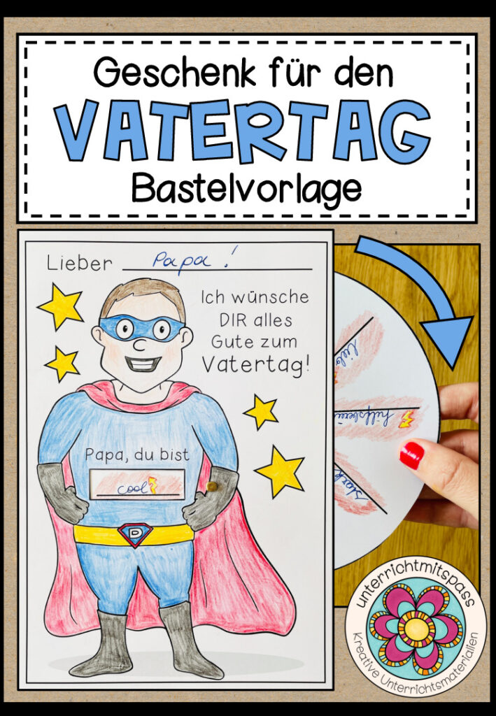 Geschenk für den VATERTAG – Bastelvorlage (Superheld)