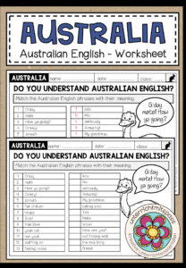 AUSTRALIA – Australian English (Worksheet)