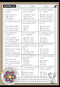 AUSTRALIA – Quiz (Worksheet)