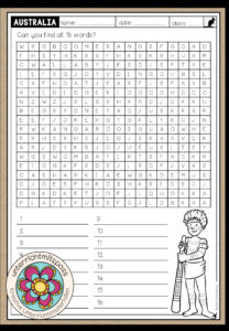 AUSTRALIA – Word Search