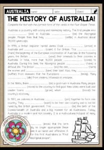 The History of Australia – Worksheet (Past Simple)