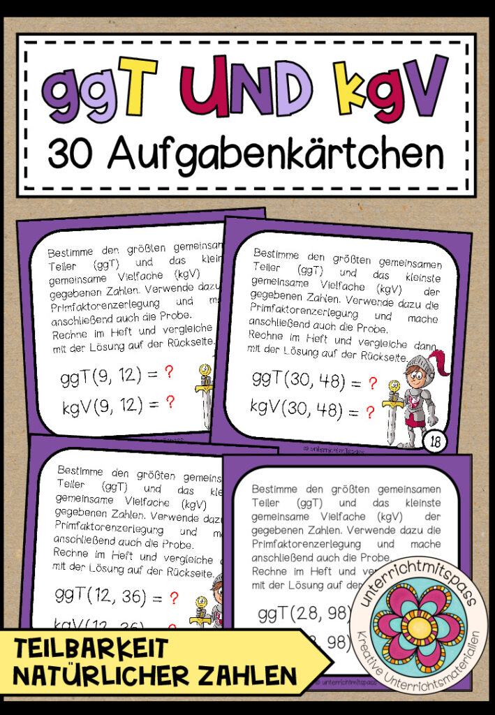 ggT UND kgV – 30 Aufgabenkärtchen