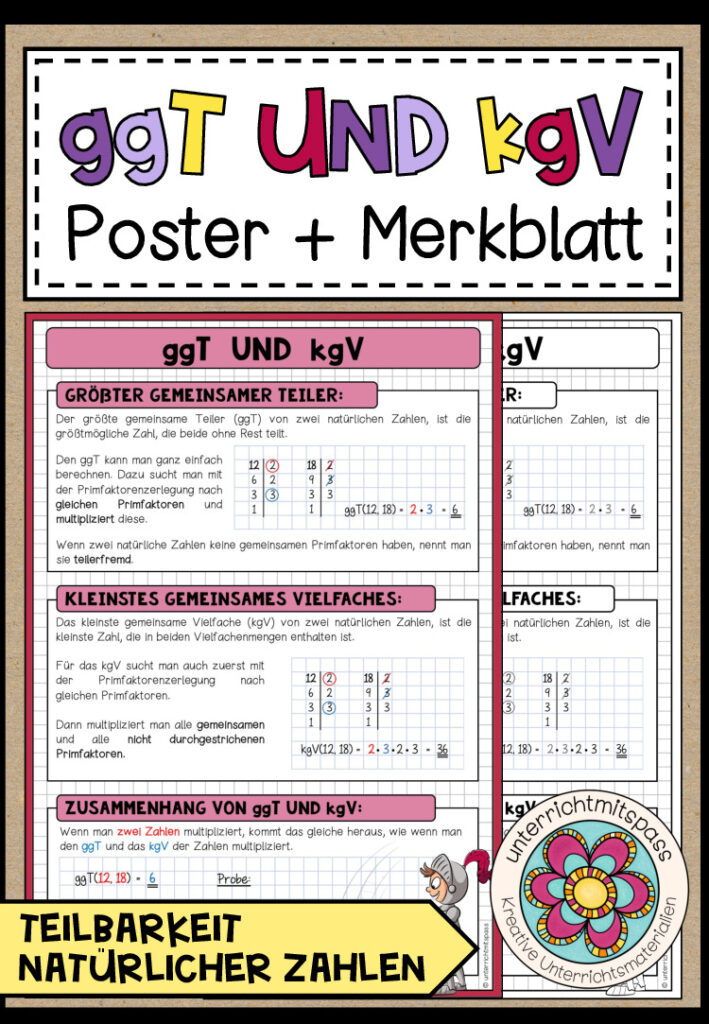 ggT UND kgV – Poster + Merkblatt