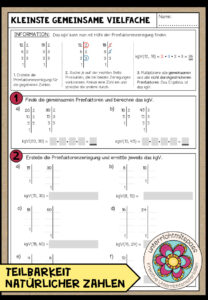 kgV (kleinste gemeinsame Vielfache) – Arbeitsblatt