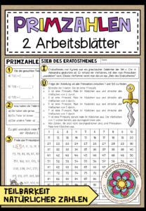 PRIMZAHLEN – 2 Arbeitsblätter