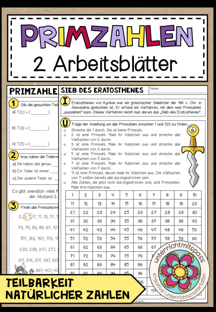 PRIMZAHLEN – 2 Arbeitsblätter