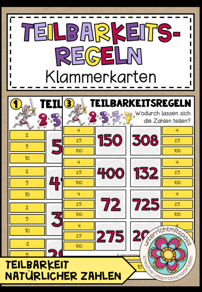 TEILBARKEITSREGELN – 3 Klammerkarten