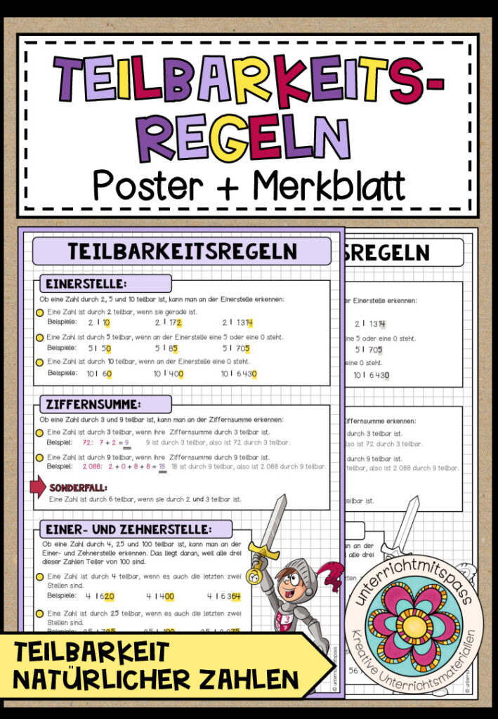 TEILBARKEITSREGELN – Poster + Merkblatt