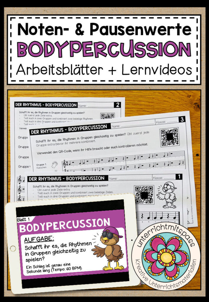 BODYPERCUSSION (Der Rhythmus) – 3 Arbeitsblätter + Videos