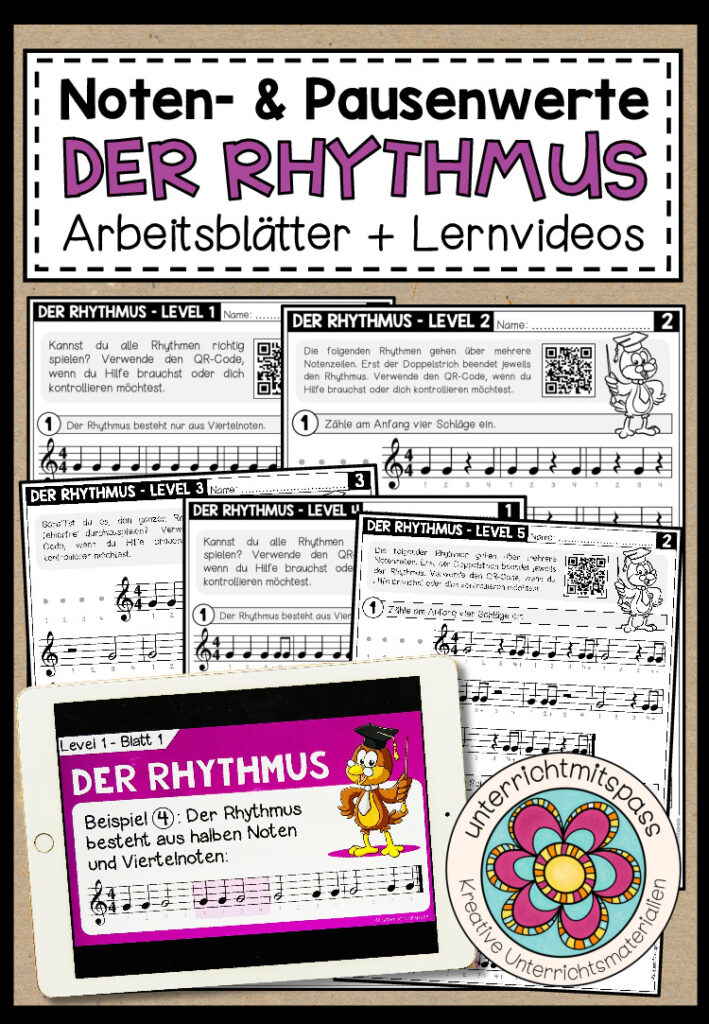 DER RHYTHMUS – 15 Arbeitsblätter + Lernvideos