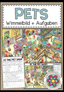 AT THE PET SHOP – Wimmelbild + Aufgaben (3.-5. Schulstufe)