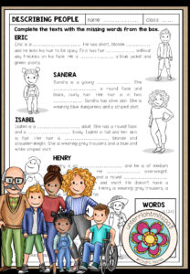 DESCRIBING PEOPLE – Worksheet 1 (Vocabulary + Grammar Lückentext)