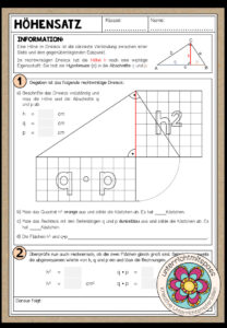 HÖHENSATZ (Satzgruppe des Pythagoras) – Arbeitsblatt