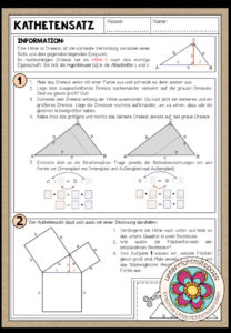 KATHETENSATZ (Satzgruppe des Pythagoras) – Arbeitsblatt