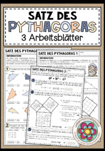 SATZ DES PYTHAGORAS – 3 Arbeitsblätter