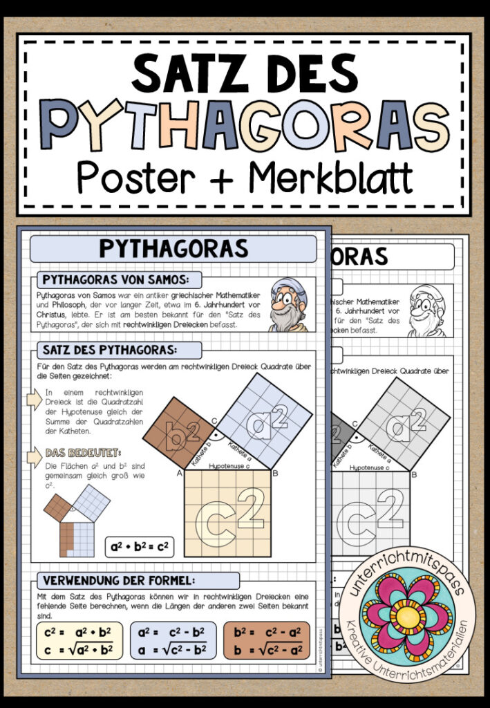 SATZ DES PYTHAGORAS – Poster + Merkblatt