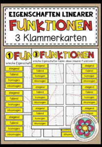 LINEARE FUNKTIONEN (Eigenschaften) – 3 Klammerkarten