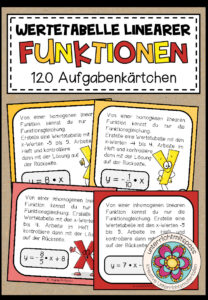 LINEARE FUNKTIONEN (Wertetabelle) – 120 Aufgabenkärtchen