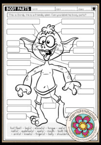 Let’s label Gordy! (Body Parts) – Worksheet