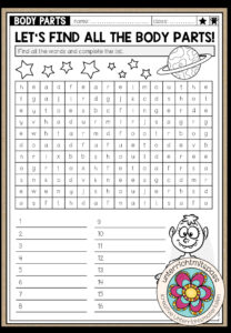 BODY PARTS – Word Search (2 Worksheets)