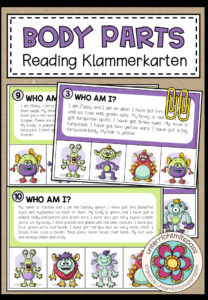 BODY PARTS – Reading Klammerkarten (2-fach differenziert)