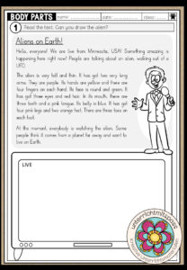 BODY PARTS – Read and draw (Worksheet)