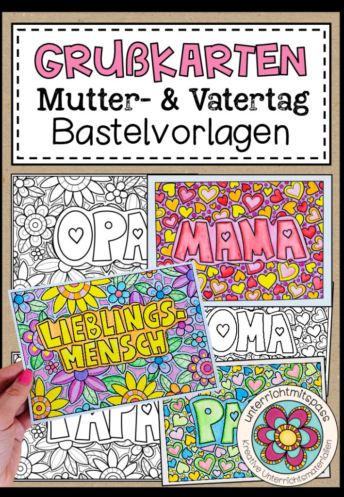 Ausmalbilder & Grußkarten für den Muttertag / Vatertag