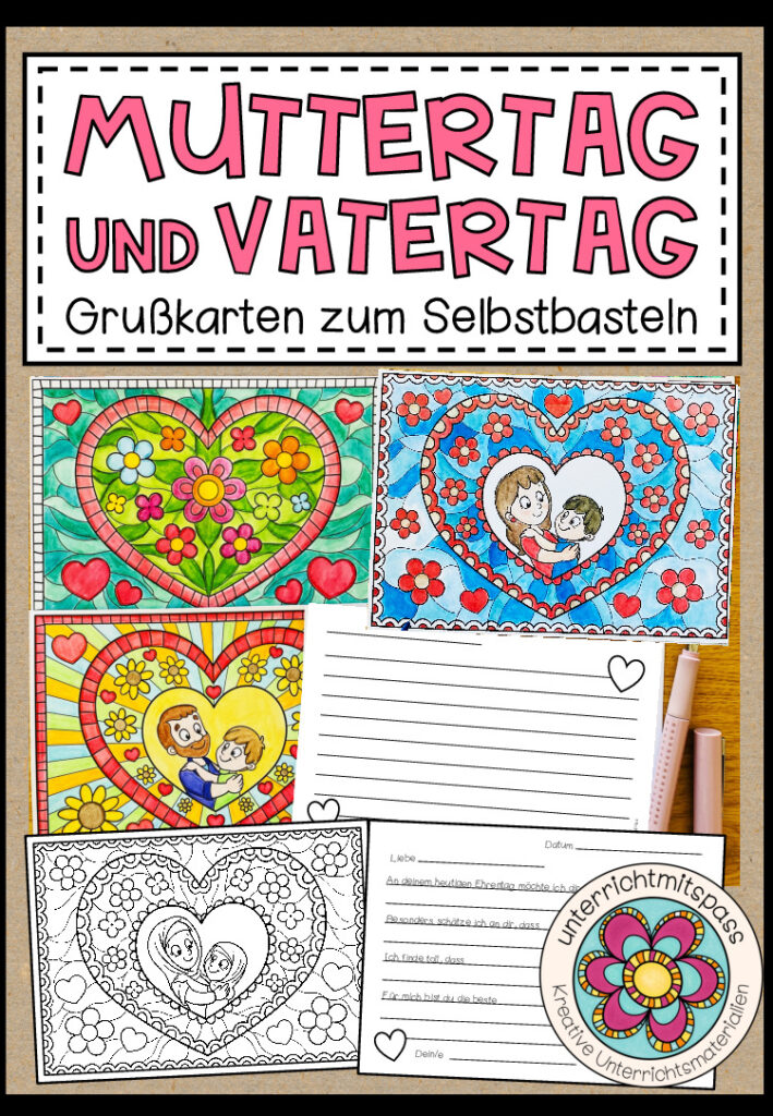 Grußkarten zum Selbstbasteln – Muttertag / Vatertag
