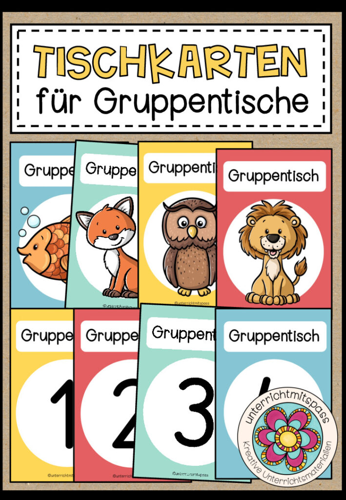 Tischkarten für Gruppentische (Classroom Management) – 2 Versionen