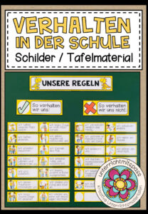 VERHALTEN IN DER SCHULE (Klassenregeln) – Schilder / Tafelmaterial
