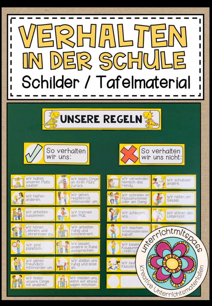 VERHALTEN IN DER SCHULE (Klassenregeln) – Schilder / Tafelmaterial
