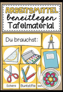 Arbeitsmittel/Arbeitsmaterial bereitlegen – Tafelmaterial (Schulsachen) NEUE VERSION