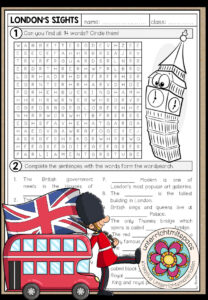 LONDON – Word Search (Worksheet)