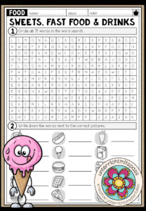 Fast Food, Drinks & Sweets – Word Search