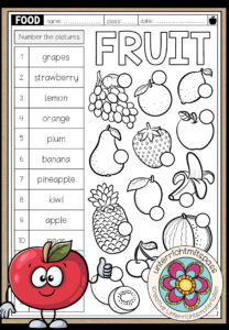 Fruit – Vocabulary Worksheet (3-fach differenziert)